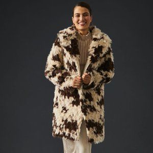 Cow-Print Faux Fur Coat